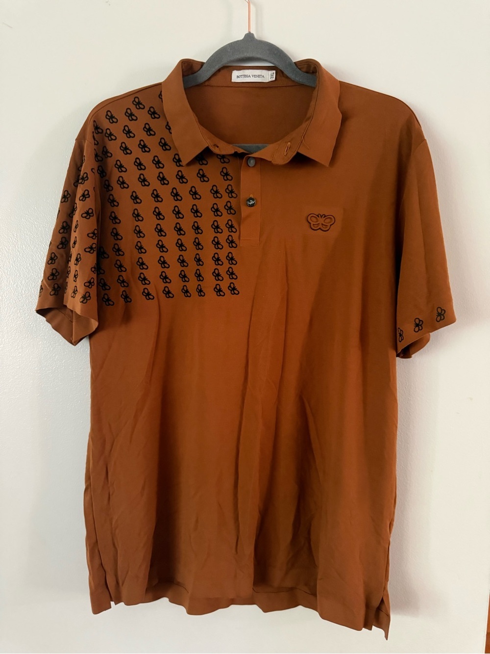 Bottega Veneta Mens Brown Butterfly Repeat Pattern Polo Shirt M